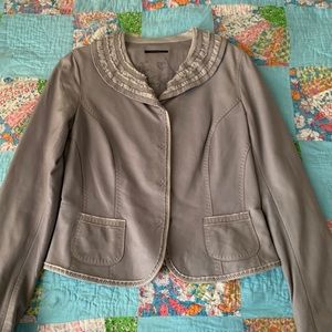 Elie Tahari soft leather gray jacket